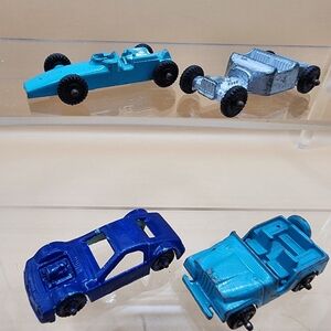 4 Vintage Midge Toy Diecast Cars Lot Jeep Roadster Sport Indy Race USA MidgeToy
